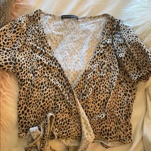 Brandy Melville Cheetah Wrap Top